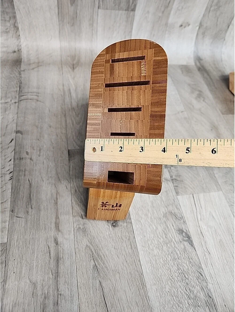 Cangshan Wood Knife Block Asymmetrical Freestanding 6 Slots Bamboo